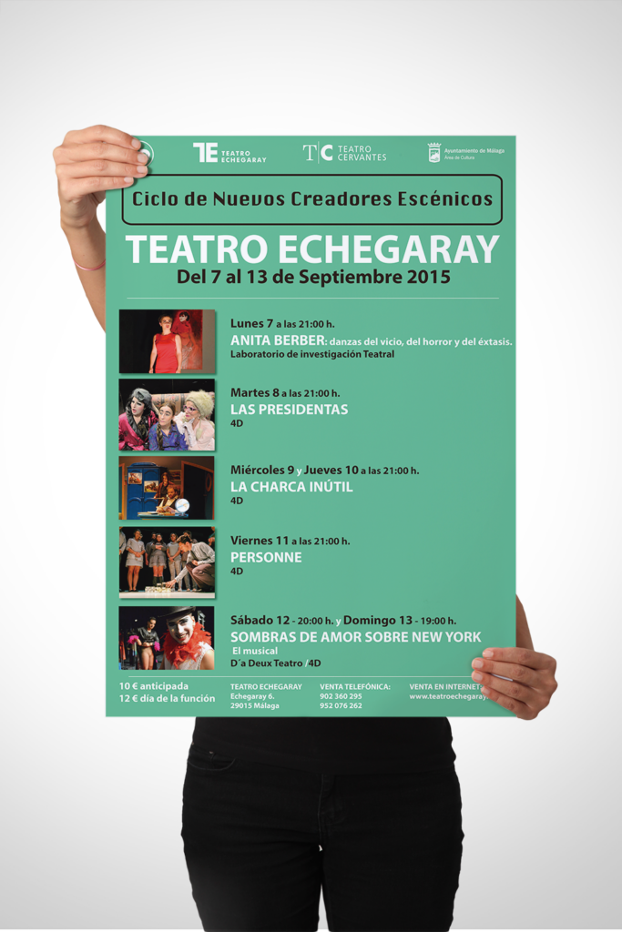 CARTEL – CICLO DE NUEVOS CREADORES ESCÉNICOS Diseño del Cartel del Ciclo de nuevos creadores escénicos en el Teatro Echegaray para 4D, Málaga (España). #gráfico / #Cartel / #artwork / #berth99 / #4D / #CicloDeNuevosCreadoresEscénicos
