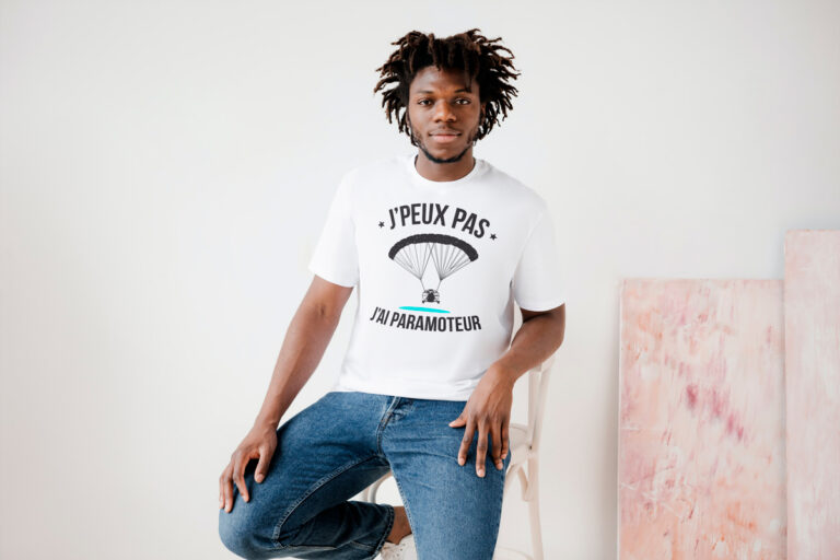 Camiseta - J'peux pas, j'ai Paramoteur - No puedo, tengo Paramotor es un excelente regalo para todos los deportistas por su cumpleaños, navidad, año nuevo y vacaciones. Para padres, abuelos, hijos, sobrinos, primos, padrinos y amigos. Un divertido regalo de cumpleaños retro de mil disculpas. Una prenda original para un cumpleaños, Día del Padre, Navidad o simplemente para divertirse. ¡A tu mejor amigo le encantará! Este divertido diseño de No puedo, tengo un Paramotor