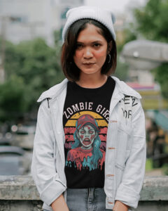 ¿Buscas un estilo que sea auténticamente tuyo? ¡Nuestra camiseta "Zombie Girl" es la respuesta! 💀✨ Diseño único, comodidad excepcional y versatilidad sin igual. Haz una declaración de moda que no pasará desapercibida. #ModaAlternativa #ZombieGirl #EleganciaOscura