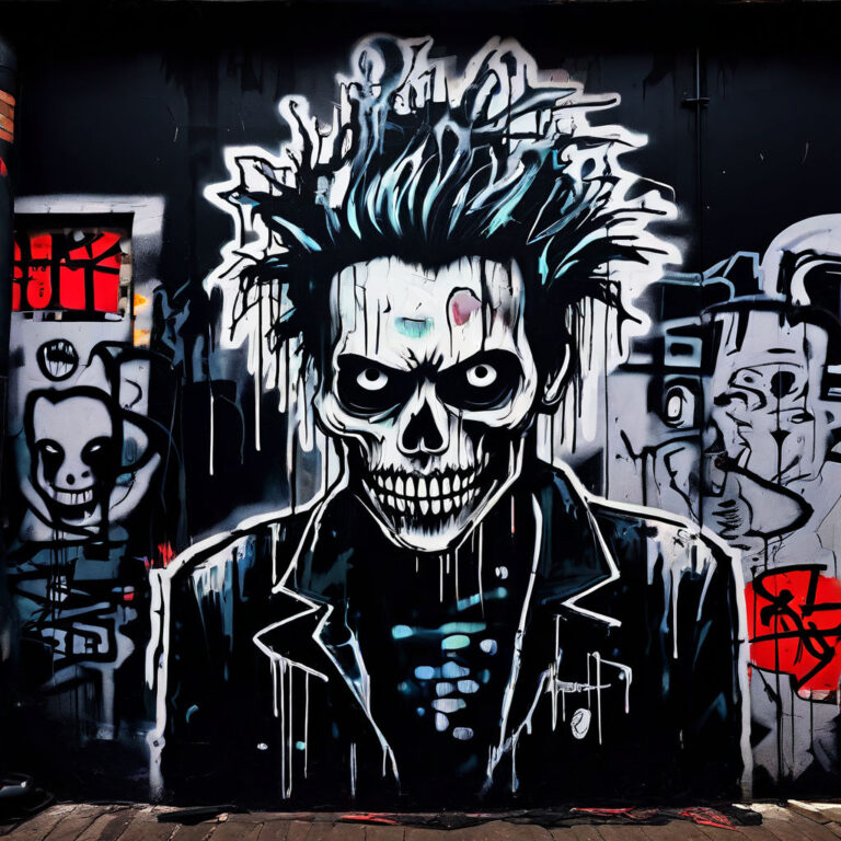 Graffiti AI Sticker art of a ghost in the street #Abstract #artistic #black #White #contemporaryart #expressionism #ghost #Graffiti #Monochromatic #PopArt #skull #stickerart #StreetArt #Urbanart #berth99 #MatthieuBerthelot ·#berth99CreativeStudio