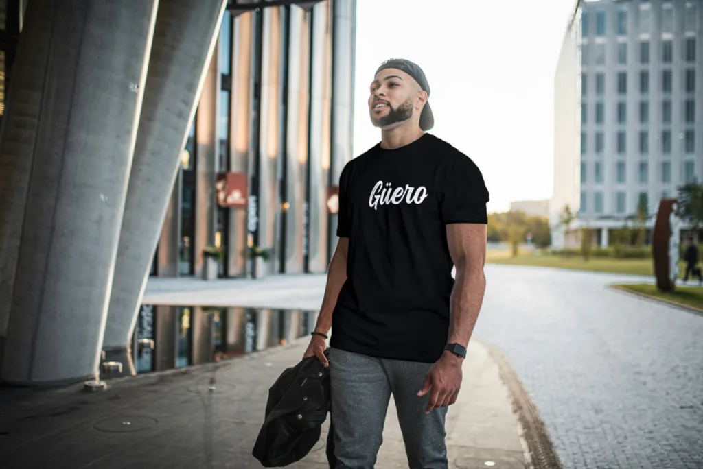 Güero - funny and creative Spanish word t-shirt. If you have fair skin and like a casual lifestyle, this is the one for you. With a bold and fun design, this design shows your love for blonde and casual culture. Lightweight, classic fit, double-needle sleeve and bottom hem. If you have light skin and like a casual lifestyle, this model is for you. With a bold and fun design, this design shows your love for blonde and casual culture.