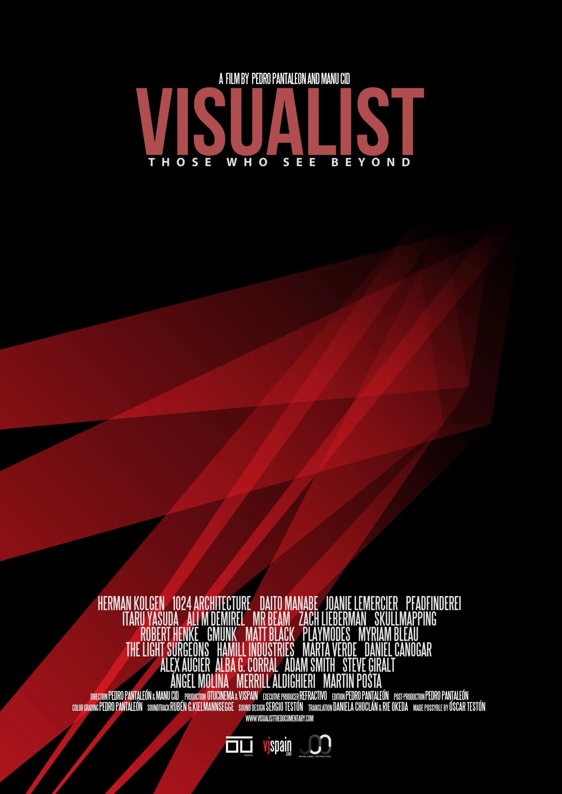 Documental Visualist those who see beyond en prime video. Visualist, those who see beyond es un documental disponible en Prime Video que explora el mundo del arte audiovisual a través de los ojos de aquellos que ven la luz como el material básico de la creación. Dirigido por Pedro Pantaleón y Manu Cid, este documental ofrece una mirada profunda a las performances en vivo de artistas como The Chemical Brothers, las videoinstalaciones de Richie Hawtin, los excéntricos proyectos de Gmunk, y las actuaciones experimentales de Moderat y Daito Manabe