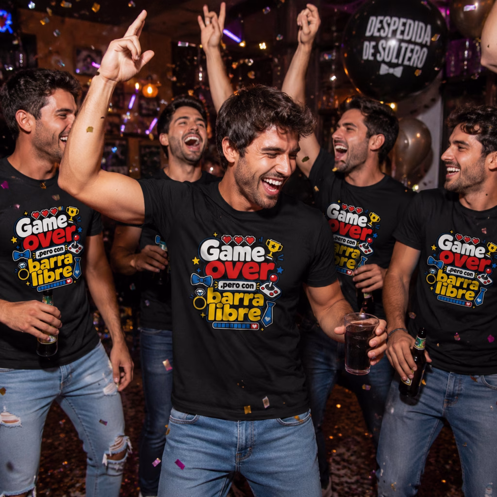 Game Over, pero con barra libre – Camiseta despedida de soltera divertida
