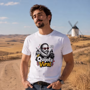Camiseta Quijote Viral Miguel de Cervantes – Humor Literario y Cultura Pop