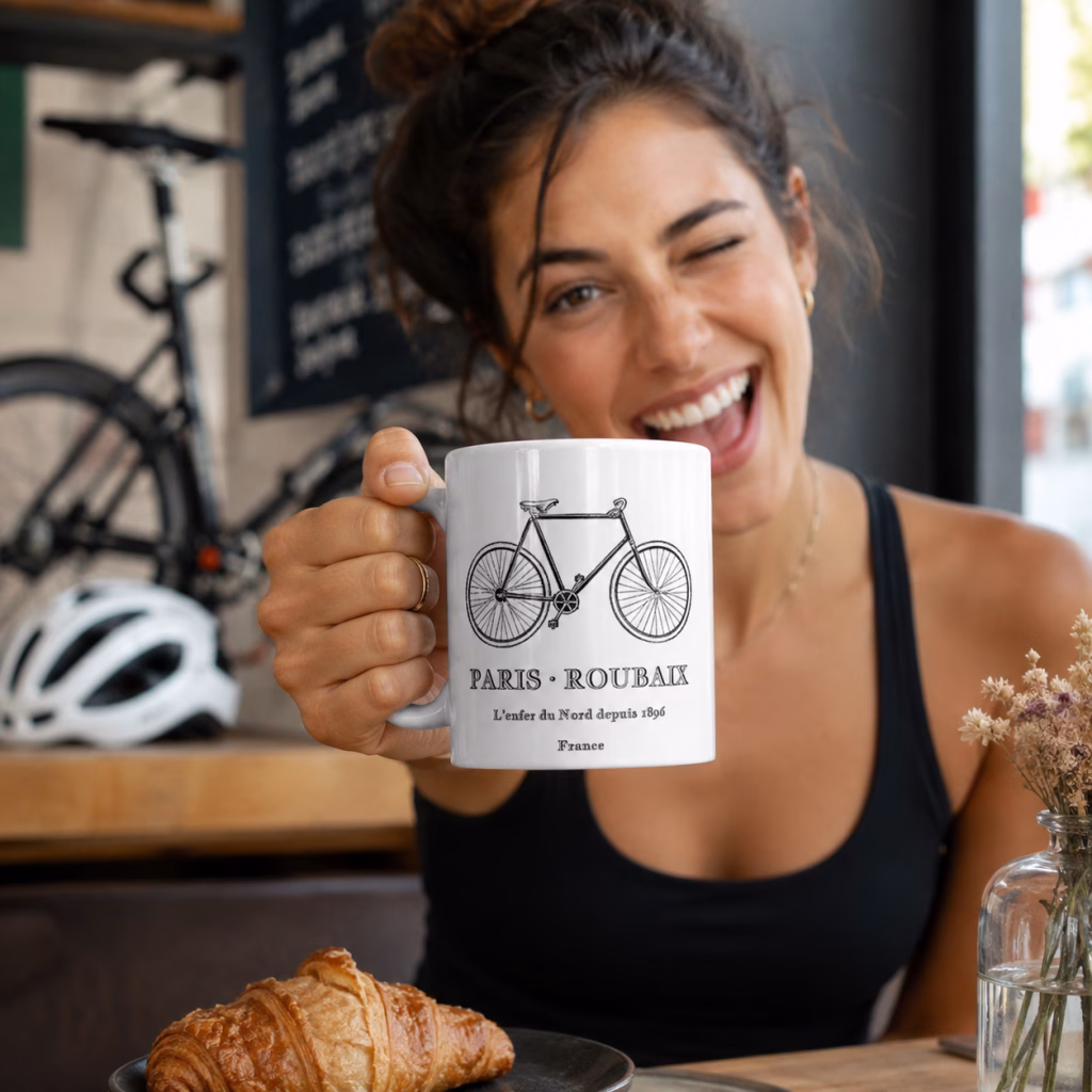 Taza Paris Roubaix 1896 – Regalo vintage para amantes del ciclismo