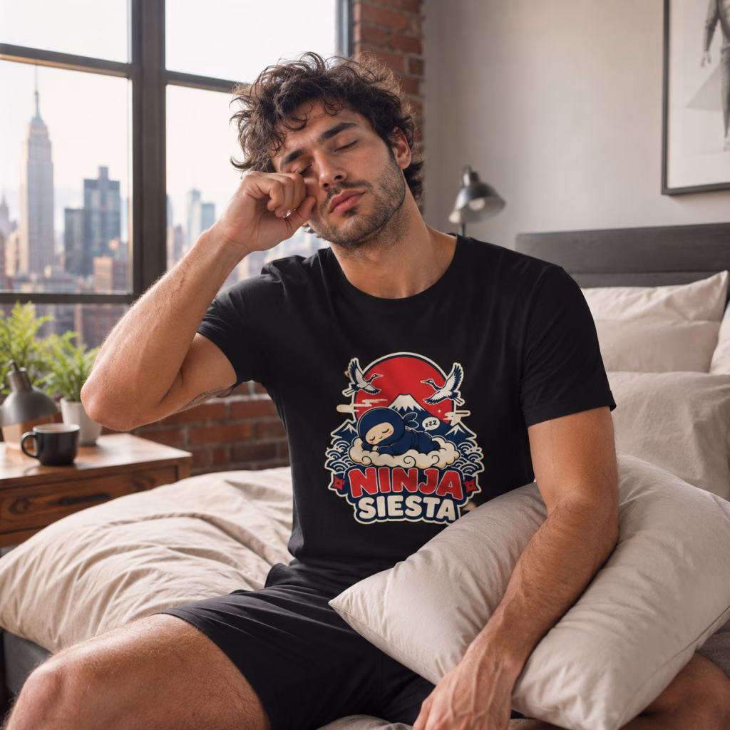 Camiseta Ninja Siesta – Humor Kawaii Japonés para Amantes de Dormir.
