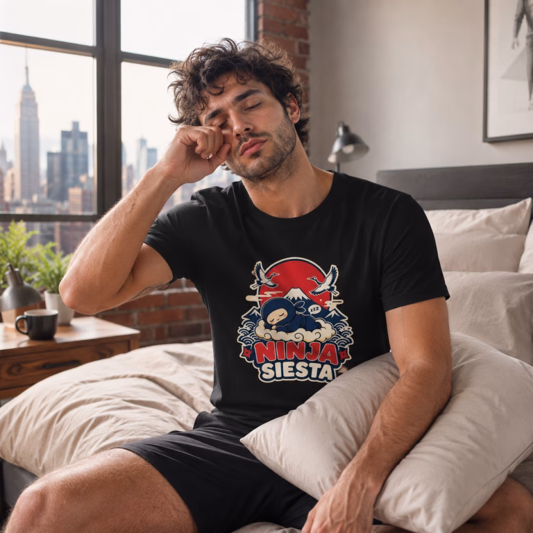 Camiseta Ninja Siesta – Humor Kawaii Japonés para Amantes de Dormir.