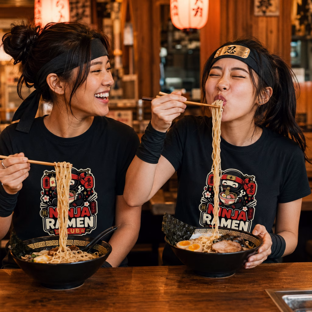 Camiseta Ninja Ramen Club – Humor Kawaii Japonés para Fans del Ramen