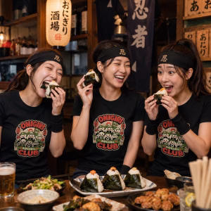 Camiseta Onigiri Social Club – Humor Kawaii Japonés para Fans del Sushi